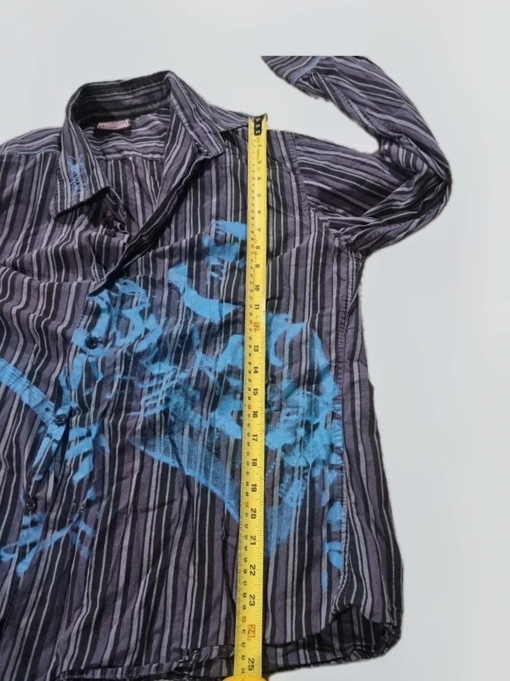 VTG Rare Jimi Hendrix Men  Black & Gray Striped ButtonDown Shirt Blue Graphic XL